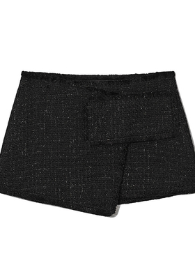 openyy 小香风粗花呢短裙女秋冬新款高腰显瘦A字半身裙