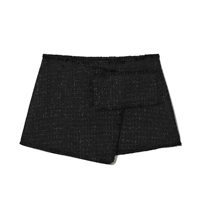 openyy 小香风粗花呢短裙女秋冬新款高腰显瘦A字半身裙