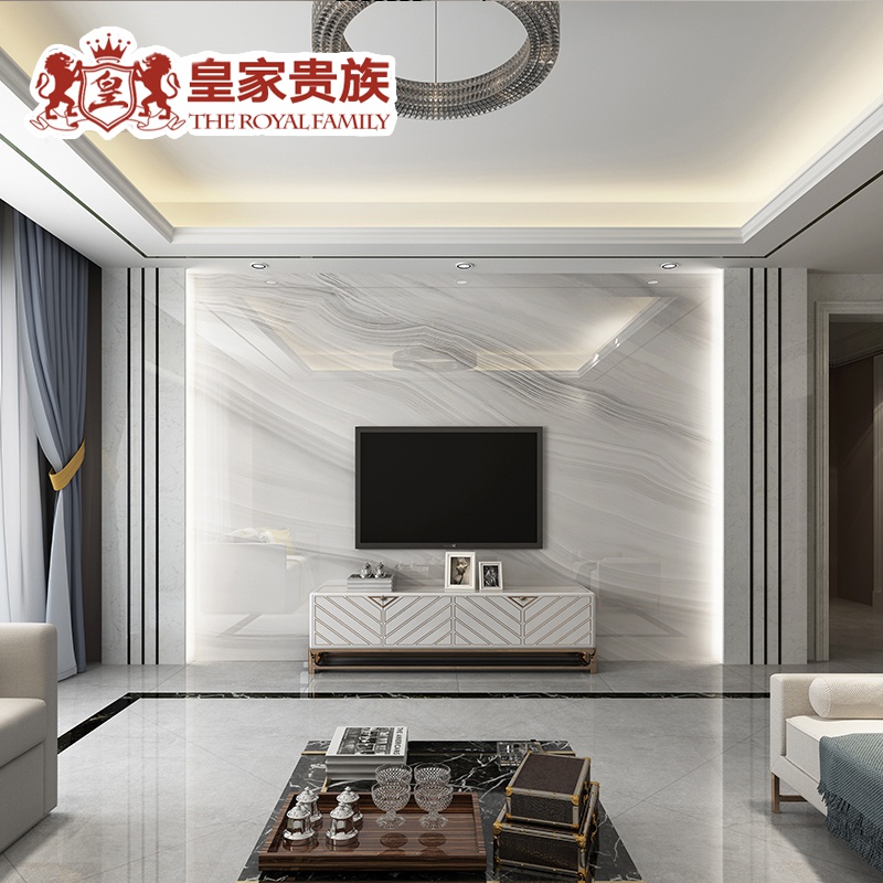 欧式微晶石电视背景墙2019客厅瓷砖护墙板大理石罗马