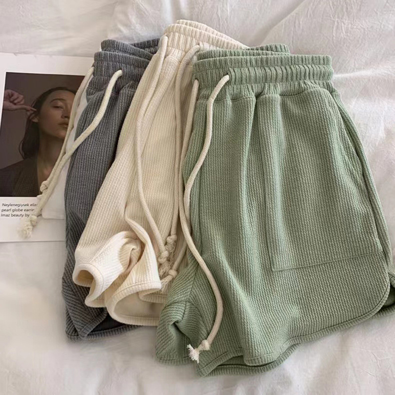 美式纯色新款运动跑步短裤女夏高腰韩版百搭阔腿休闲裤潮跨境