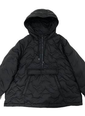 。AD欧货轻薄款羽绒服女2021冬季新款宽松套头连帽半拉链白鸭绒外