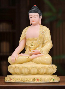 汉白玉药师佛佛像琉璃光如来家用供奉摆件神像东方三圣雕像坐像