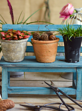 【原介】木质小凳子椅子 迷你板凳 装饰摆件花园杂货卡通拍摄道具