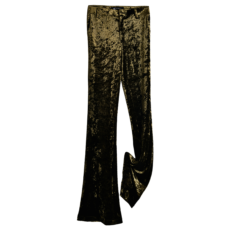 时尚显瘦钻石绒中腰微喇女长裤