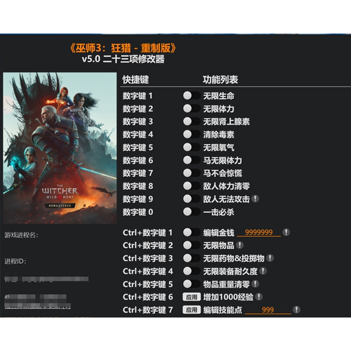秒发货巫师3狂猎重置制版修改器支持steam电脑PC不含游戏