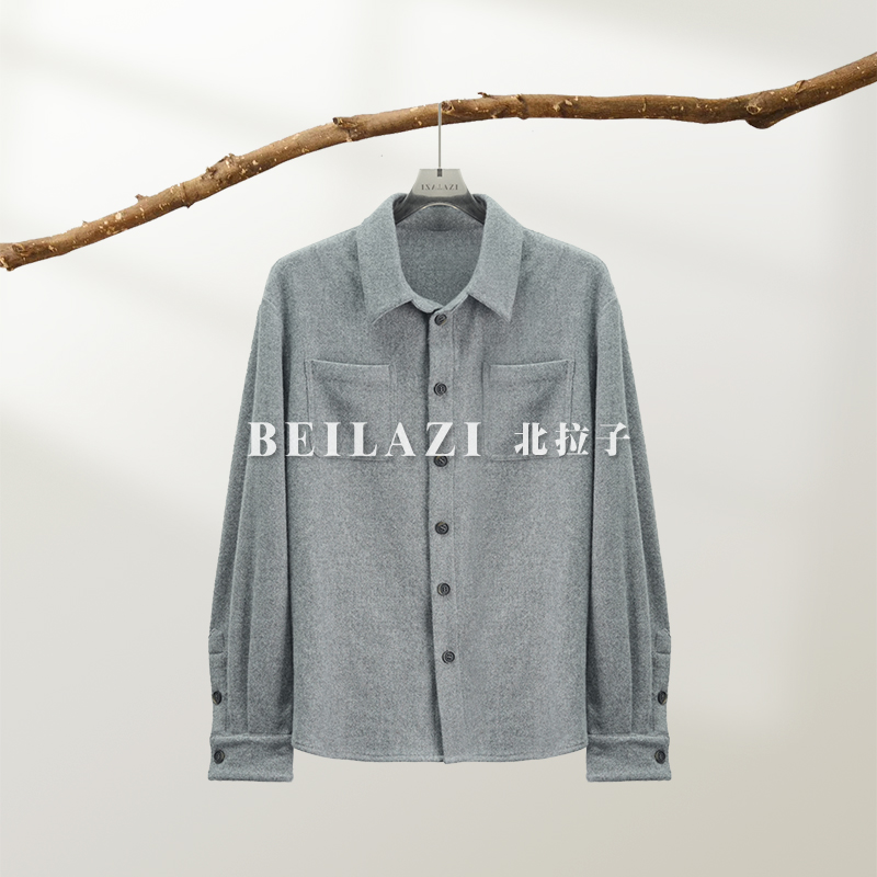 北拉子丨醉陶源丨软黄金梭织山羊绒长袖衬衫BDB3IC945