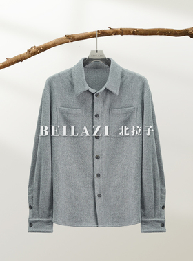 北拉子丨醉陶源丨软黄金梭织山羊绒长袖衬衫BDB3IC945