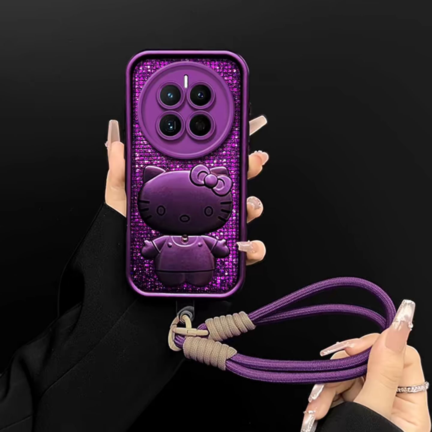 紫色闪钻亮片壳适用华为mate70手机壳新款简约高级mate60/50外壳硅胶防摔网红爆款支架mate70pro保护套女款