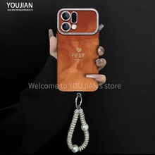 平安喜乐贴皮电镀大视窗适用OPPOReno14手机壳新款简约高颜值Reno14Pro外壳硅胶防摔带手链Reno15保护壳女款