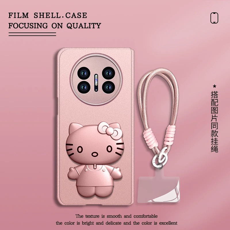 KT猫支架无边框适用华为matex5手机壳matex5新款全包防摔保护套x3/x2折叠屏女款高级感小众创意带挂绳手机套