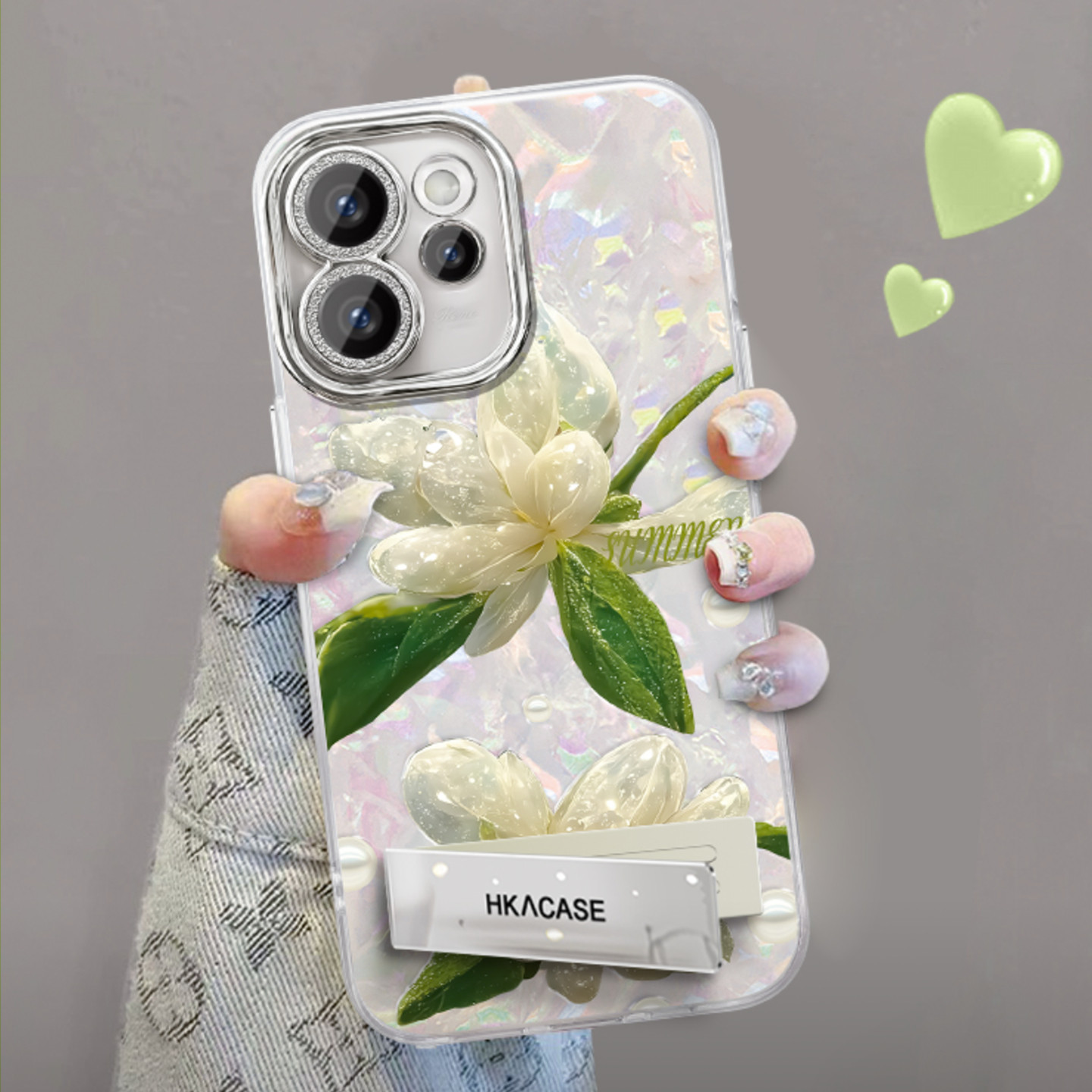 水晶花贝壳纹适用OPPOReno15手机壳新款简约小清新Reno13/Reno12外壳硅胶防摔全包镜头膜Reno15Pro手机套女款