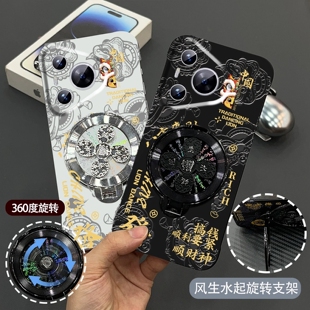 顺财神风生水起支架无边框适用华为pura70手机壳新款高级简约p60/p50外壳国潮硅胶超薄防摔p70Pro手机套男款