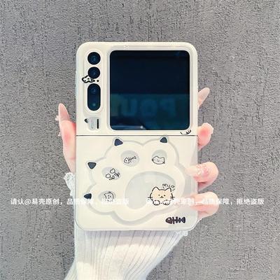 可爱猫爪折叠透明壳适用华为puraX典藏版手机壳新款时尚pocket2外壳小众不撞壳p50pocket高颜值保护壳女款