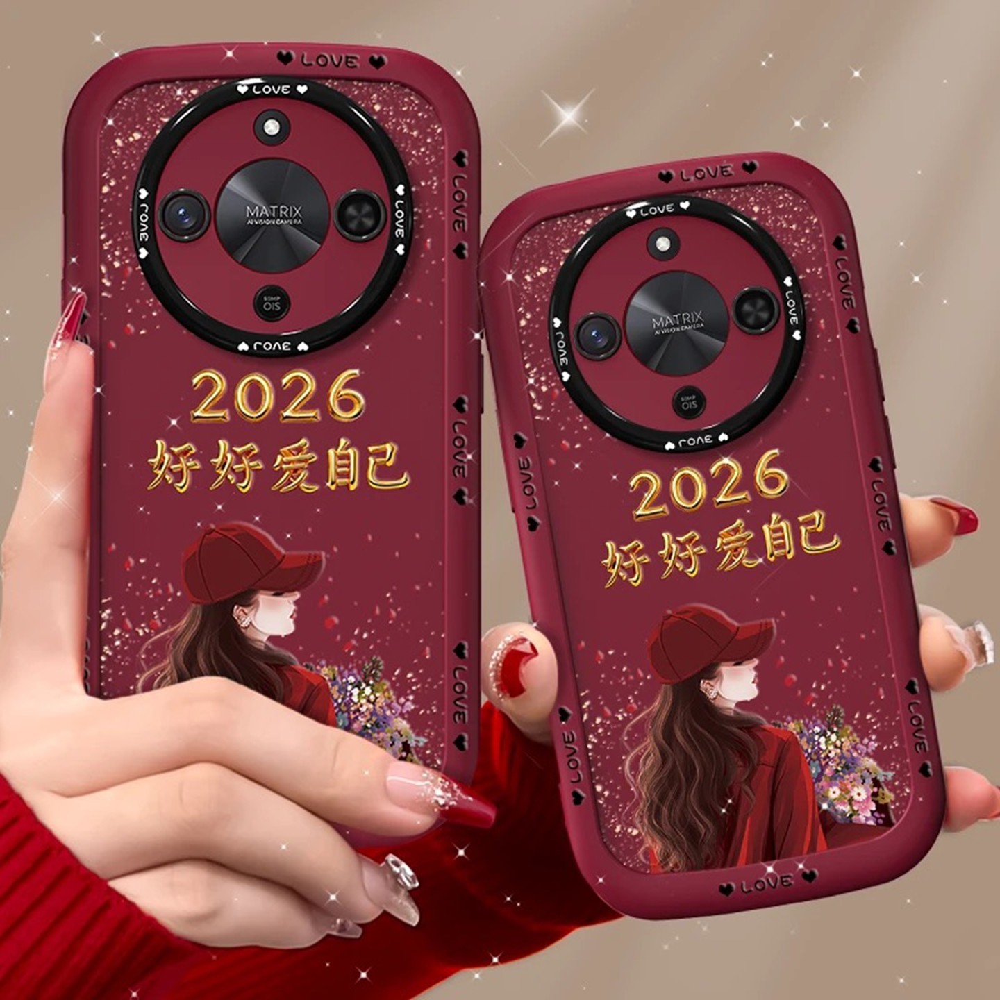 2026好好爱自己适用荣耀x70手机壳新款简约高级感荣耀x60/x50外壳网红爆款带手绳适用荣耀500防摔手机套女款