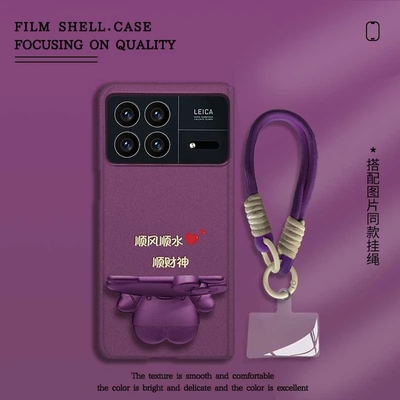 顺风顺水金属漆折叠适用小米mixfold3手机壳新款简约高级感小米mixfold4外壳猫猫支架带手绳防摔保护壳女款