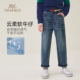 英氏2026春夏儿童松紧腰直筒牛仔裤 男童洗水中大童休闲高腰长裤 潮