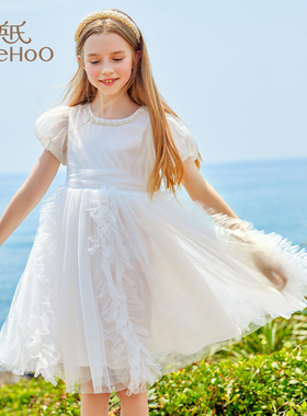 【仙女系列】英氏女童连衣裙夏季2026儿童珍珠领蓬蓬网纱公主裙子