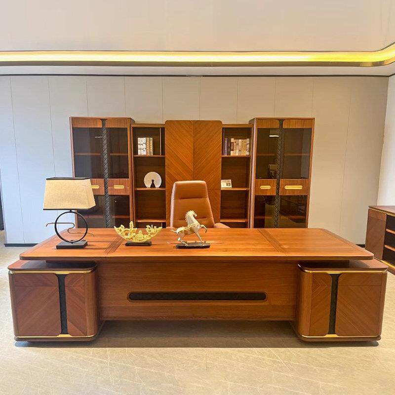新中式实木老板桌总裁桌大气高档简约现代烤漆轻奢大班台办公桌椅
