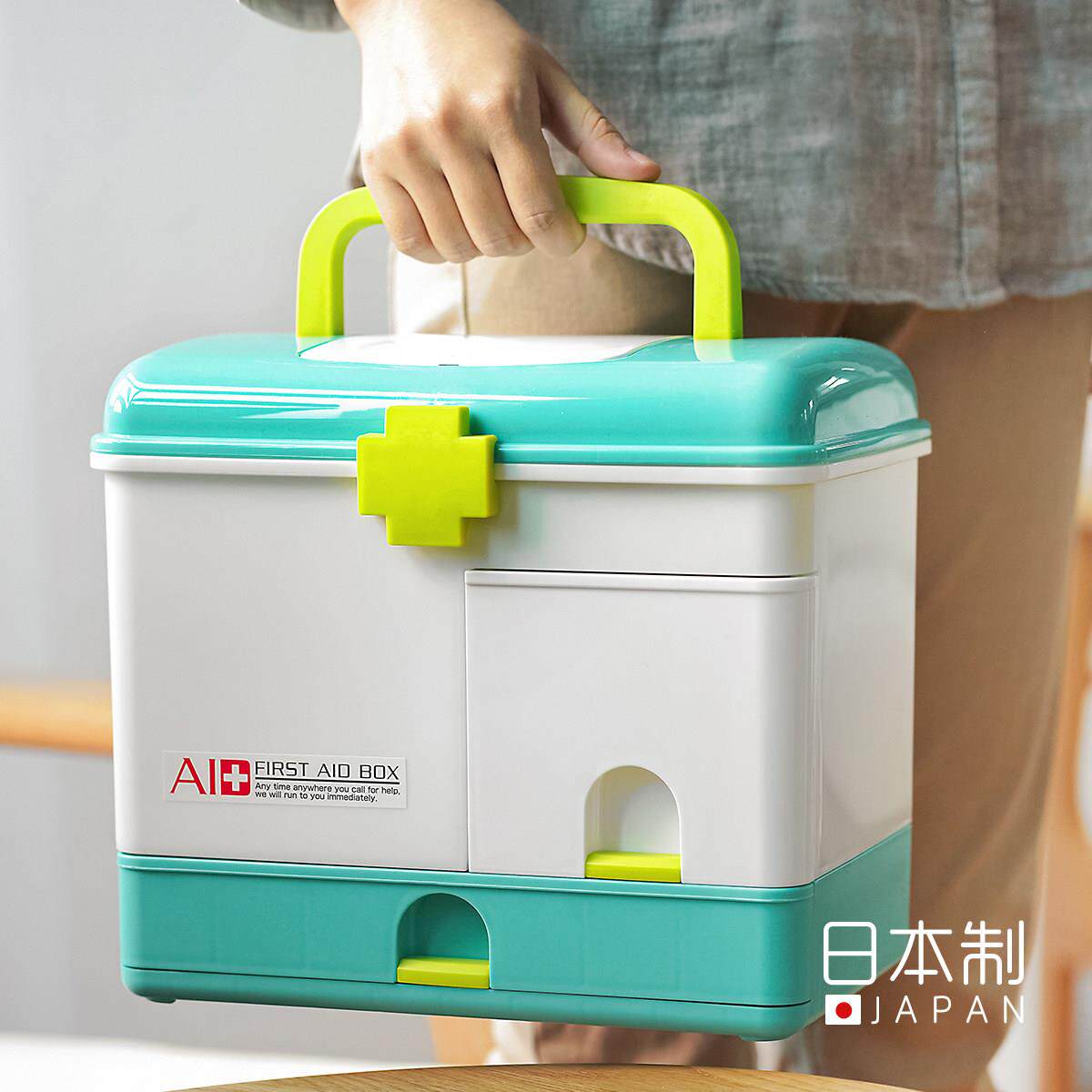 日本进口多层大容量药箱家用家庭装收纳盒加大急救箱医出诊医药箱