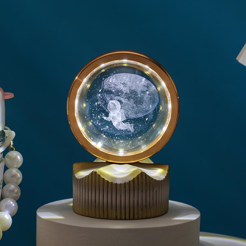 简约水晶球小夜灯桌面摆件办公室工位装饰品生日礼物送男生教师节