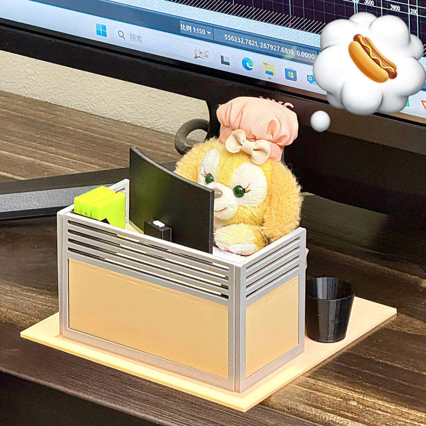 厨师饼饼迷你工位3D打印玩具模型办公桌上班搭子摆件微缩拍照道具
