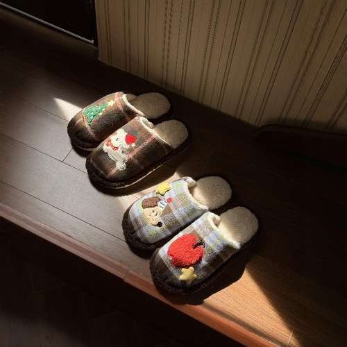 小狗棉拖鞋女款冬季毛绒静音保暖防滑加绒家居室内可爱拖鞋2025新