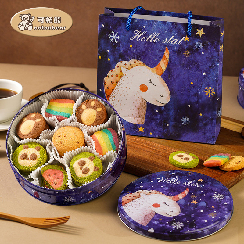 情人节礼盒物网红零食手工曲奇综合卡通熊猫爪彩虹造型饼干伴手礼