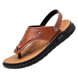 广东人字拖男款2026夏季新款外穿真皮沙滩凉鞋防滑防臭软底凉拖鞋