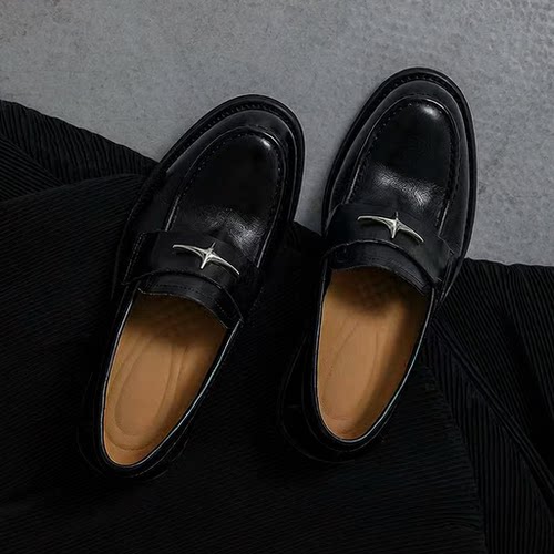 NO LOGO【首发一开】星芒乐福鞋透气真皮软面水洗牛皮舒适一脚蹬