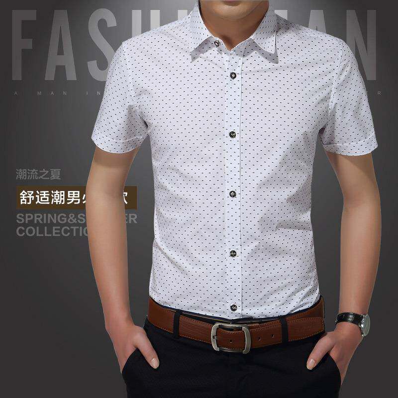义乌市初尊服装厂青年男式韩版春秋衬衣2019春季新品短袖纯棉衬衫