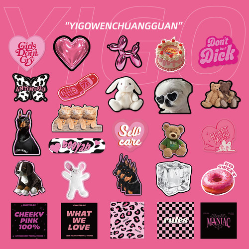 110张欧美粉墨英文贴纸