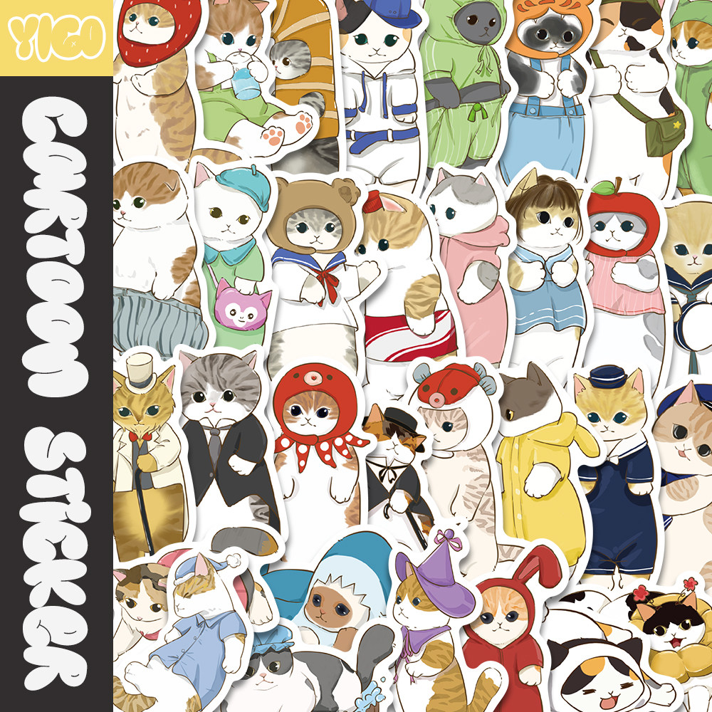 50张穿着人类衣服的可爱猫咪贴纸笔记本电脑手机壳装饰防水贴画,3C数码配件,笔记本个性小贴纸,淘宝优惠券,粉丝福利购,淘宝优惠卷