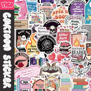 热销50张book读书系列贴纸装 饰水杯笔记本书本手机壳滴胶手账贴纸