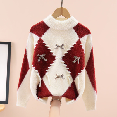 女童水貂绒中大儿童毛衣