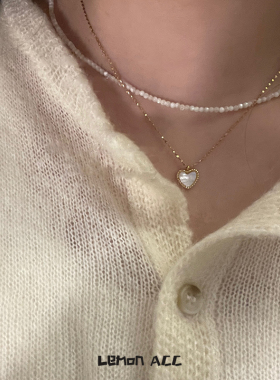 极简叠戴白色贝壳串珠项链