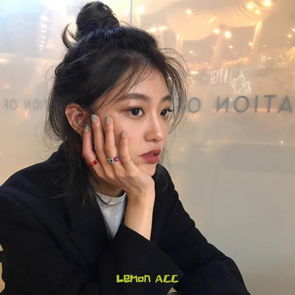 买2送1  韩国小众设计ins手工制ylyl花朵编织戒指进口瓷珠 多色入