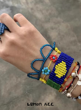ins韩国设计师同款多层米珠串珠多巴胺拼色手链百搭手工手链