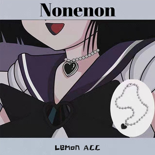 韩国新款黑色爱心圆珠项链