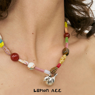 多宝满足鸟串珠短项链度假风多巴胺锁骨链叠戴小众设计感