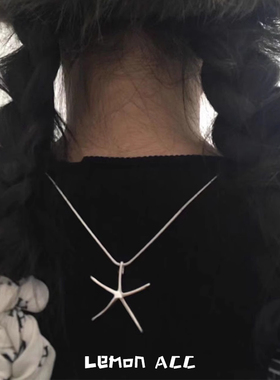 极简风银色立体海星项链女百搭小众锁骨链ins冷淡风甜酷颈链