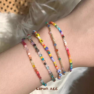 少女田园风彩色花朵串珠手链