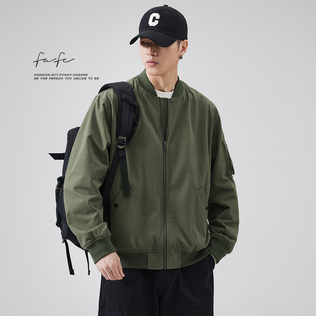FAFC2024秋季纯棉美式复古飞行员夹克男休闲宽松棒球服外套男款潮