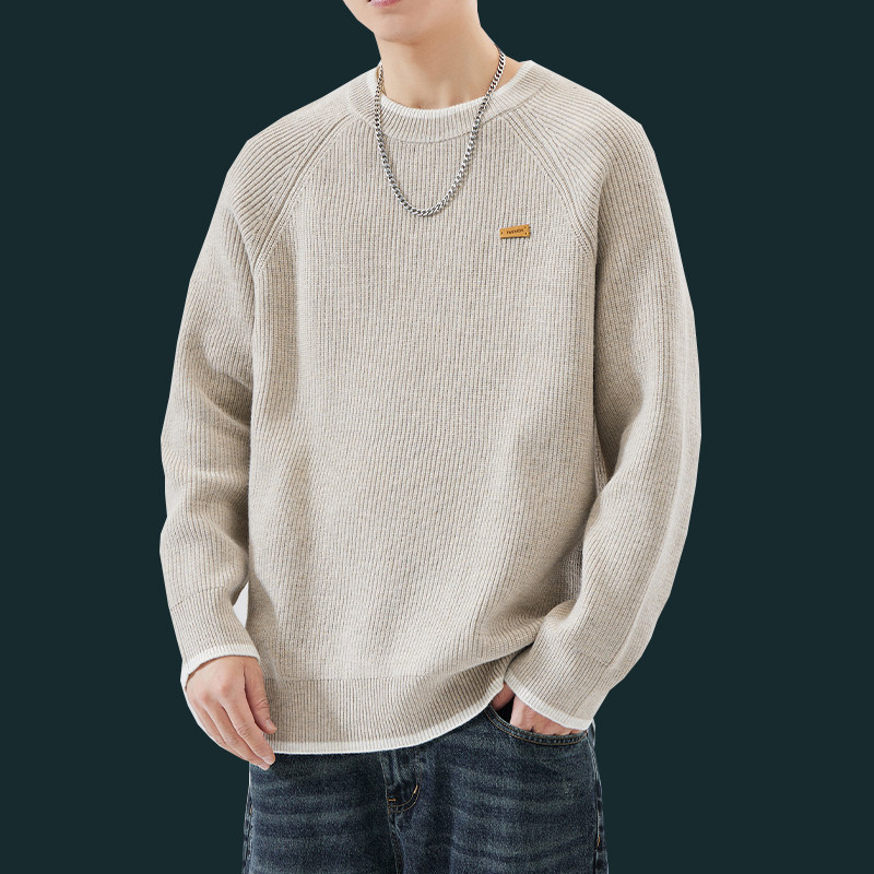 假两件毛衣男冬季宽松大码胖子内搭针织衫潮流慵懒风加厚线衣外套