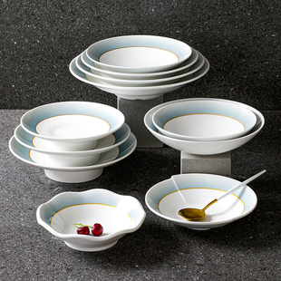 五毫美密胺餐具盘子深盘汤盘商用餐厅酒店仿瓷上汤菜盘炒菜餐盘