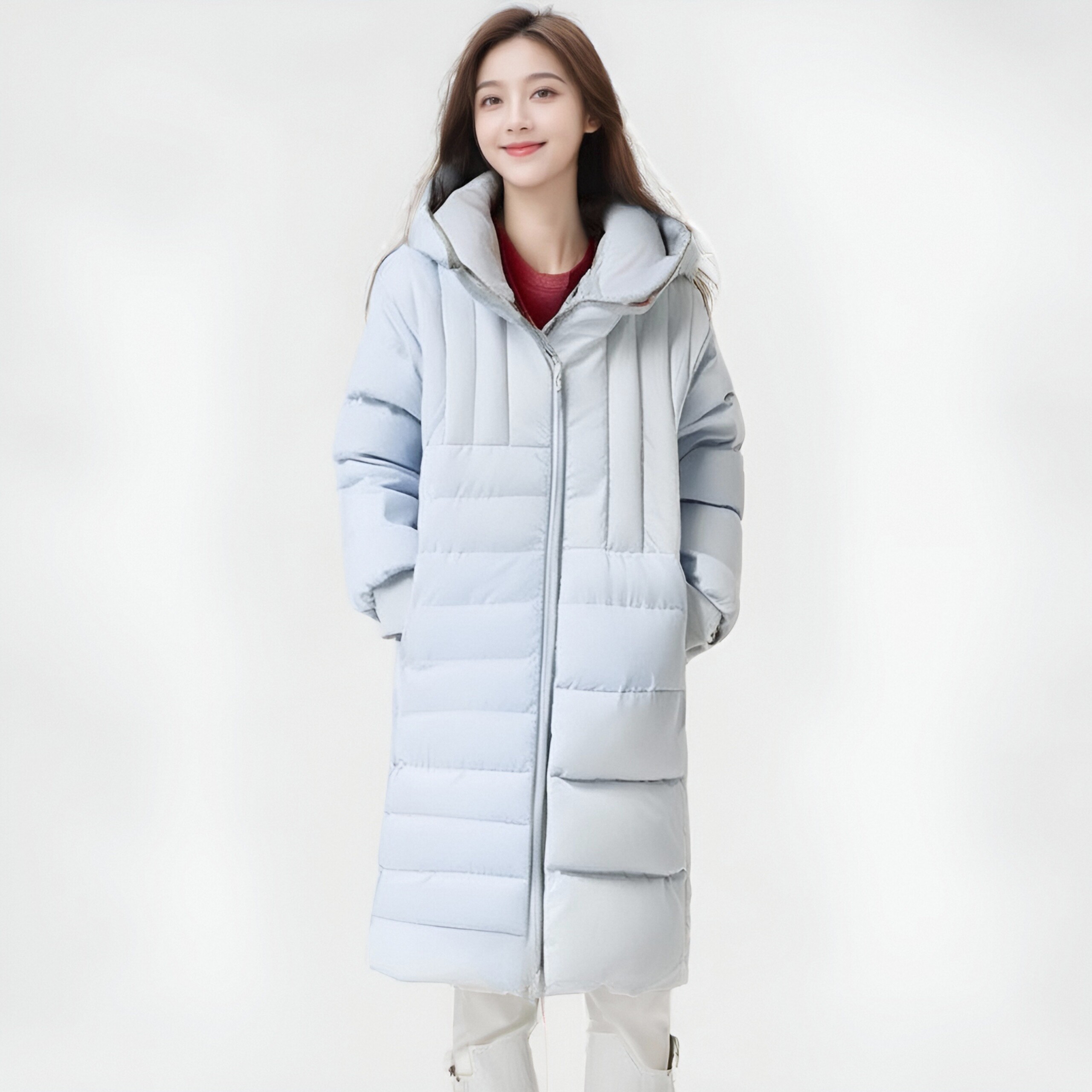 雾霾蓝色羽绒服女秋冬氛围感穿搭少女甜妹羽绒服女款2024新款可爱
