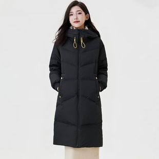 适合小个子的厚外套黑色羽绒服女款中长款长款羽绒服女冬小个子