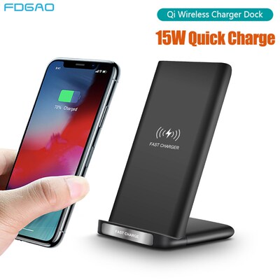 FDGAO 15W Qi Wireless Charger Stand for iPhone 11 Pro Max X