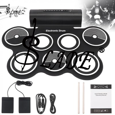 7 Pads Digital Electronic Drum Roll up Silicone Drum Double
