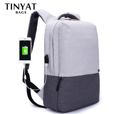 TINYAT Men Laptop Backpack For 15.6 inch USB Charging Backp