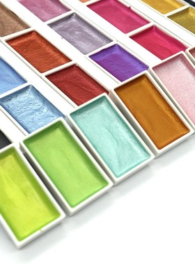 24Color Semi-Dry Glitter Metallic Watercolor Paint Gift Box